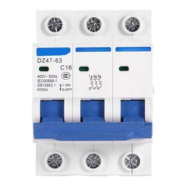 Circuit Breaker AC 400V 6/10/16/20A 3-Pin Circuit Breaker DZ47-63 for Small Solar Power Systems (16A)