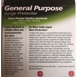 Power Sentry 7 Outlet 1100 Joules Surge Protector w/ 3' Right Angle Plug #100173