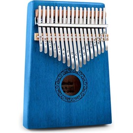 Thumb Piano,Portable 17 Keys Mbira Finger Piano with Tune Hammer and Study Instruction,Musical Instruments Birthday Gift for Kid Adult Beginners Professional(Brown) - Color: blue, Size: 21keys