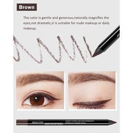 LYSdefeu Gel Eyeliner-1Pcs Brown Gel Eyeliner with Sharpener, Smudge Proof and Waterproof Eyeliner Pencil Matte Brown Eye-liner Pencil Tattoo Eyeliner Pen Eyeliner Gel Stick Eye-liner Makeup for Women