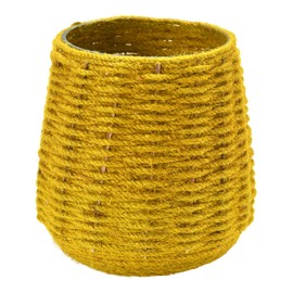 Creative Co-Op Hand-Woven Jute and Glass Votive Candle Holder, Mustard