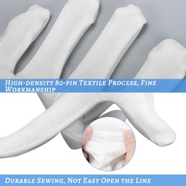 5Pairs (10Pcs) Moisturizing Gloves Overnight for Men and Women, Washable SPA White Cotton Gloves for Dry Hands Eczema Work Inspection Service Performance