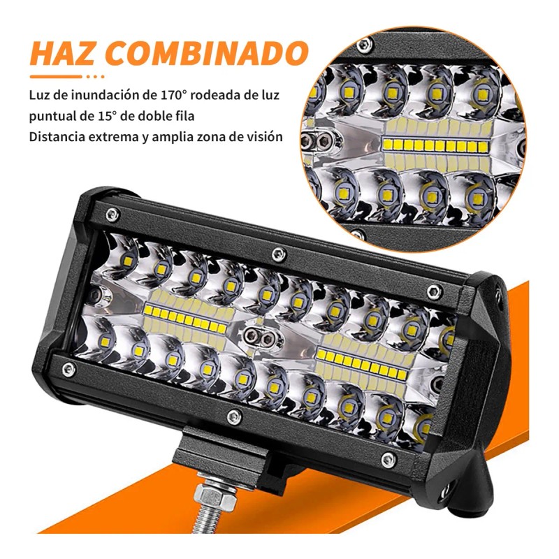 Par Faros 7''auxiliares 120w Triple-fila 6000k