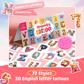 Temporary Tattoo For Kids, 72 Styles Cute Animal stickers, 3-10years old girls and boys birthday party favors, Pre cut animal tattoos are for kids perfect for party gifts and party decorations