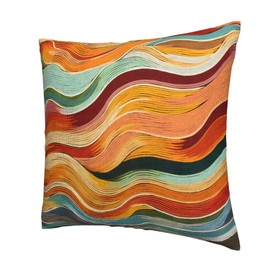 Yopiiefa Orange and Blue Striped Pillow Covers 18x18 Set of 2 Abstract Colorful Waves Decorative Pillows Cases Boho Line Outdoor Square Cushion Cover for Farmhouse Living Room Decor