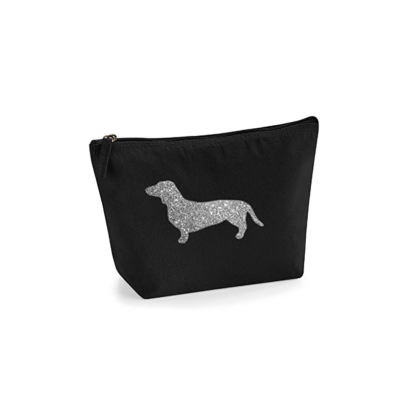 Dachshund Make Up Bag, Black Canvas Cosmetic Bag, Dachshund Lover