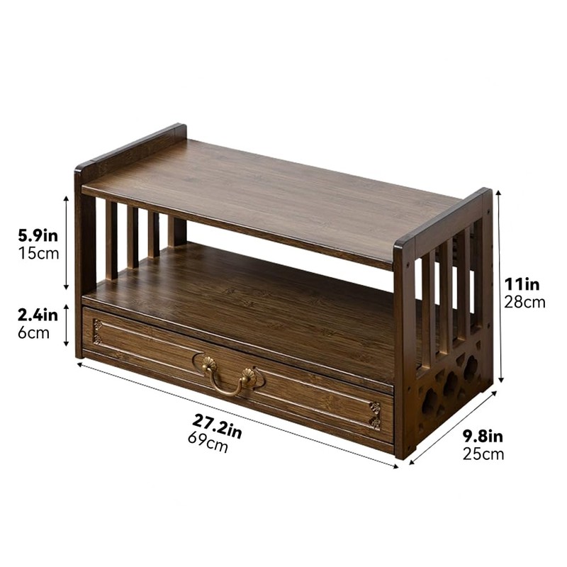BIRDFBA Floor Table, Altar Low 2-Tier Meditation Table with Drawers