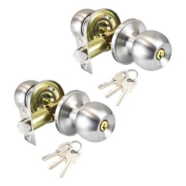 Cerradura de Perilla Banna Acero Inoxidable Puerta Principal Plata