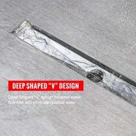 SaniteModar Linear Shower Drain, Shower Drain 30 inch with Removable Grate, Brushed 304 Stainless Steel Shower Drain Include Hair Strainer,Adjustable Leveling Feet