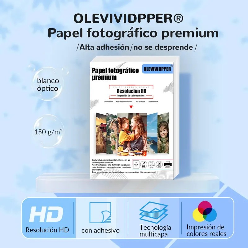 Papel Fotográfico Brillante A4 50hojas Color Blanco