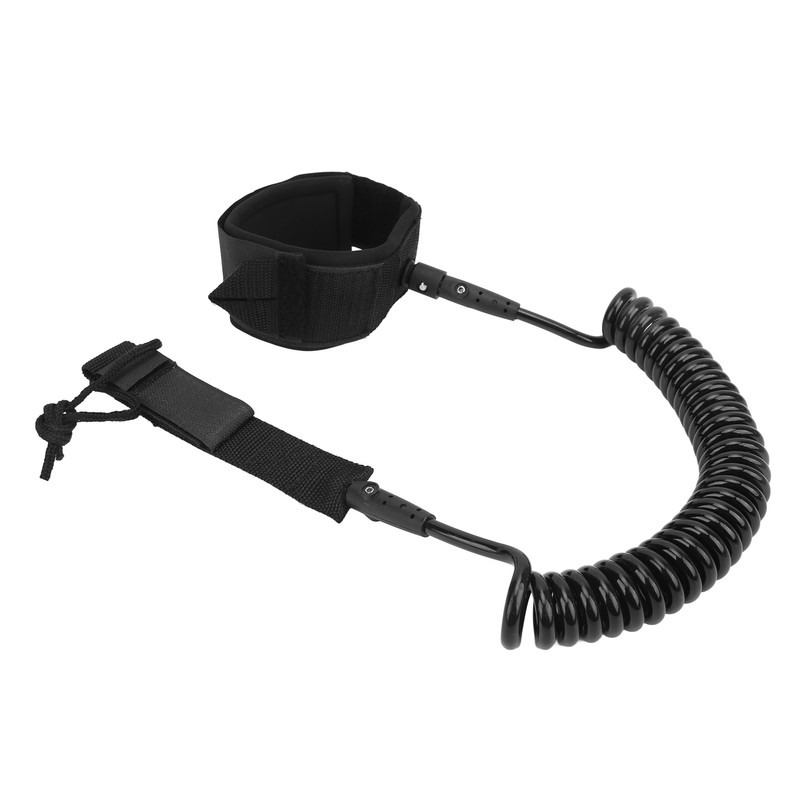 Surfboard Leash High Elasticity TPU Black Adjustable Coiled Surfing Leg