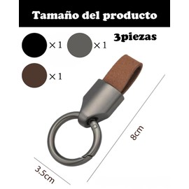 Llavero para Auto, Juego de 3 Llaveros para Hombre en Negro, Marrón y Gris Plata, Organizador de Llaves de Coche con Diseño Práctico y Elegante, Ideal para Regalos y Uso Diario, 8x3.5 cm