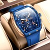 Mens Chronograph Watches, Tonneau Style Luxury Analog Watch with Big