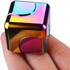 JUYOU Kirsite Metal Relaxing Toy Sensory Fidget Cube Party Favors Small Anxiety Toys, Fidget Toys Fidget Cube Spinner for Adults, Stress Relief, for Kids, Teens, Boyfriend, Men, Women (1Rainbow)