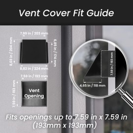 Repa Market 8 x 8 Inch Black Galvanized Steel Vent Cover - Duct Exhaust/Inlet Rain Deflector - Weatherproof Guard for Ventilation Systems/Indoor/Outdoor Vent Hood/Air Vent Grille Protection Roof