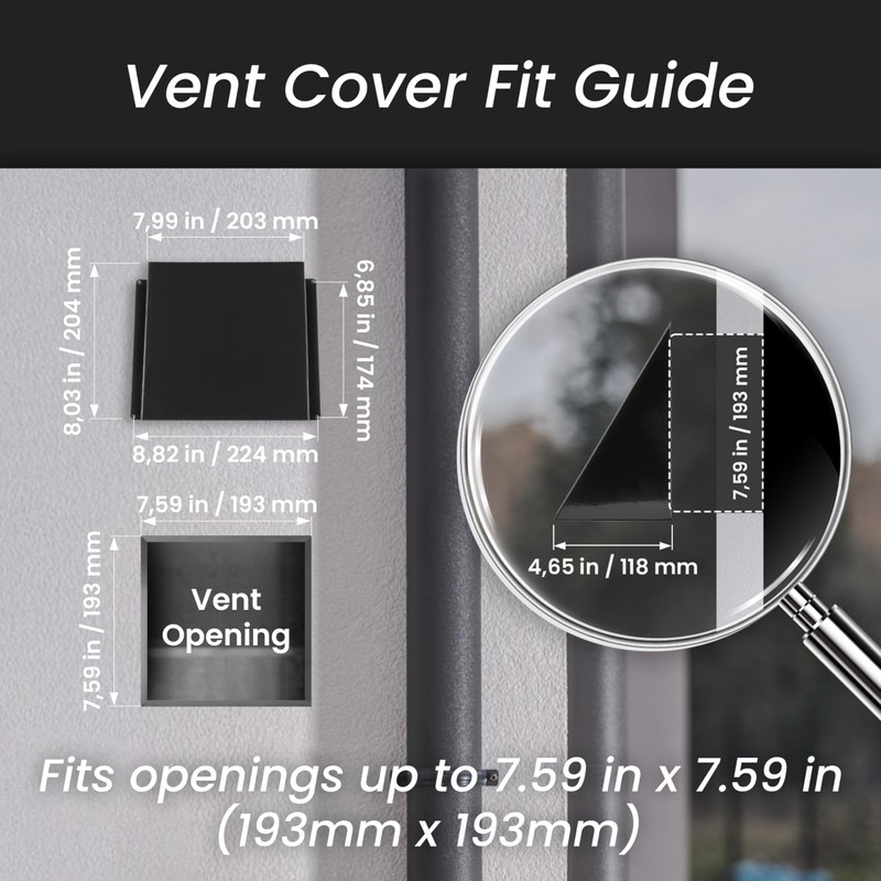 Repa Market 8 x 8 Inch Black Galvanized Steel Vent