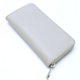 Ever Bloom Women's Plain Leather Wallet from Italy with Card Slots and Zip, Design Long Wallet for Women and Girls, light grey