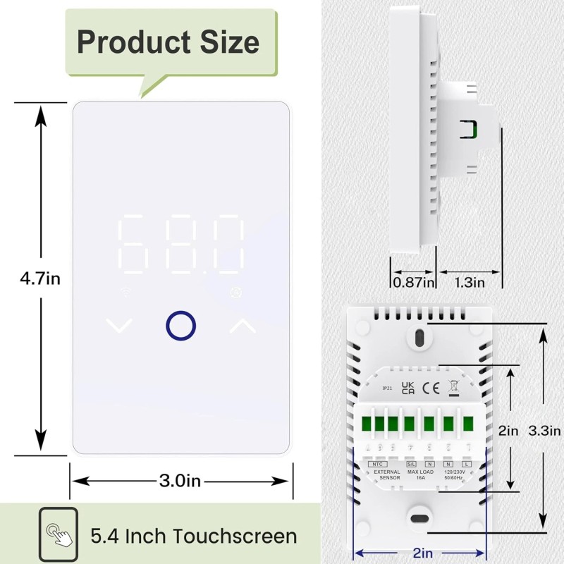 MAXKOSKO WiFi Smart Thermostat for Electric Floor Warming System Programmable