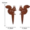 Flower Bed Stakes, Rust Decoration, Squirrel, Set of 2, Garden