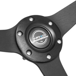 NRG Innovations RST-037MB-S 3-Spoke Suede Wrapped 350mm Steering Wheel,6X70mm Bolt Pattern,Matte Black
