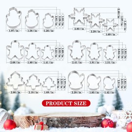 BYkooc Christmas Cookie Cutter Set,18 Piece Stainless Steel Winter Christmas Cookie Cutters Shapes for Baking - Christmas Tree,Snowflake,Snowman,Gingerbread Man,Gingerbread Girl,Mitten, Silver