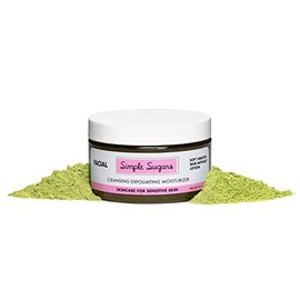 Simple Sugars Green Tea Facial Cleansing Exfoliating Moisturizer for Sensitive Skin, Combination Skin, Eczema, Dry Skin, Psoriasis