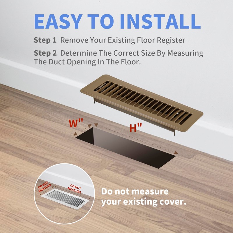 2" x 10" Floor Register - Heavy Duty Steel Walkable