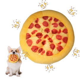 XIANG YXWO Soft Pizza Dog Toy, 6 Safe Squeakers for Puppy Toy, Interactive Dog Chew Toy, Soothing Chew Toy for Indoor Small/Medium Dogs (Pizza)