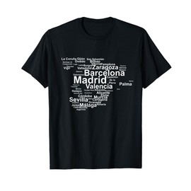 Spain Map Silhouette Towns Cities Madrid Travel Espana T-Shirt