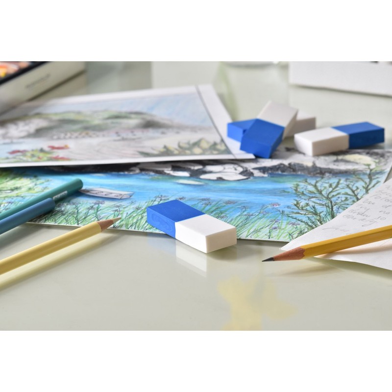 Emraw Two-Tone White & Blue Vinyl Soft Pencil Mark Eraser