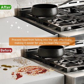 Stop Spills & Crumbs! Stainless Steel Stove Gap Covers (2 Pack) | Heat-Resistant Filler for Gas Stoves & Ovens | Adjustable 13.8" to 27.5" | Non-Slip, Easy Clean, Tool-Free Install