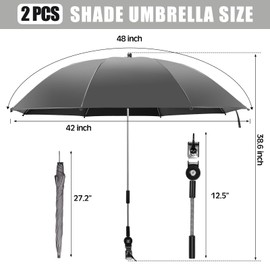 Yuntau 2 Set Reclining Camping Chair with Umbrella for Adult Folding Camping Chair with Foot Rest Adjustable Clamp Canopy Shade, SPF 50+, Lounger for Outdoor Spring Summer Travel(Grey,Vintage)