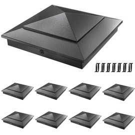 8 Pack Pyramid Aluminum Post Caps 6x6 for Wood Posts (Actual 5.5" x 5.5") ，Durable Powder-Coated Fence Post Caps for Decks, Patios, Fences, Weather-Resistant, Rust-Proof PC66