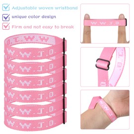 Meajjew 6PCS WWJD Christian Bracelet for Women Men, Christian Jesus Gifts Adjustable Wristbands Pack, WWJD Bracelets Bulk - What Would Jesus Do Bracelet, 6 Pink