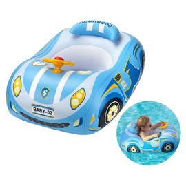 St1125 Baby Swim Ring for Kids, Foot Type, Swimming Ring, Funny Car Shape, Float, Cute, Sports Car, Exquisite, 1-4 Years Old, Toddler, Swimming, Water Play, Pool, Beach, Float (Blue)