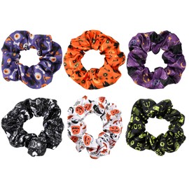 6 Piezas de Elásticos Cabello, Bandas Elásticas para el Cabello Corbata de Pelo de Calabaza Espeluznante Colorida para Mujeres Accesorios para el Cabello para Niñas y Otoño (6 Colores)