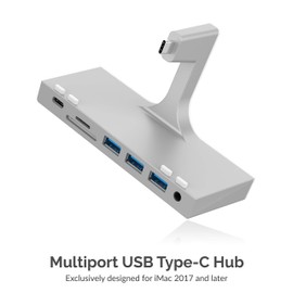 SABRENT Hub multipuerto iMac con Puertos USB de Acceso Frontal, Lector de Tarjetas SD/Micro SD, Conector de Auriculares de 3,5 mm y Salida Trasera HDMI 2.0 (iMac 2017 a 2020) (HB-SIMC)