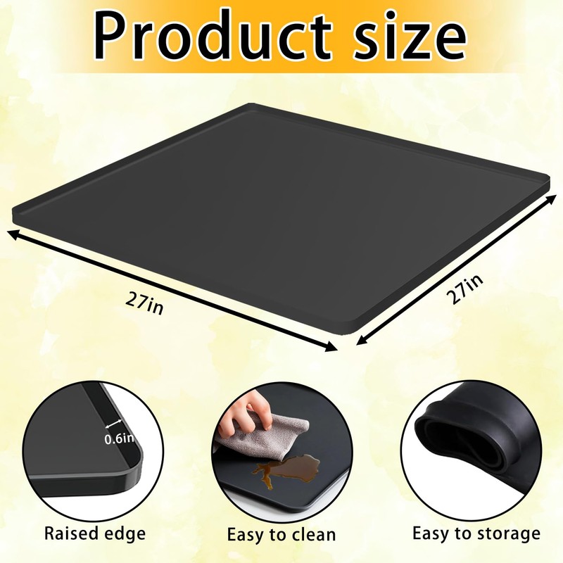 Washing Machine Drain Pan 27"x27" with 4 Anti-Vibration Foot Pads