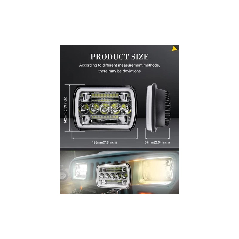 Unbranded Pair 5x7'' 7x6 LED Headlight DRL For International 9900i