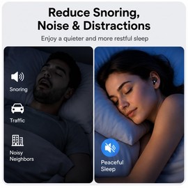 48dB Ear Plugs for Sleeping, Silicone Earplugs for Snoring & Side Sleepers, Acoustic Filter, 8 Eartips, Reusable Design for Sleep, Travel, Concerts & Focus（Black）