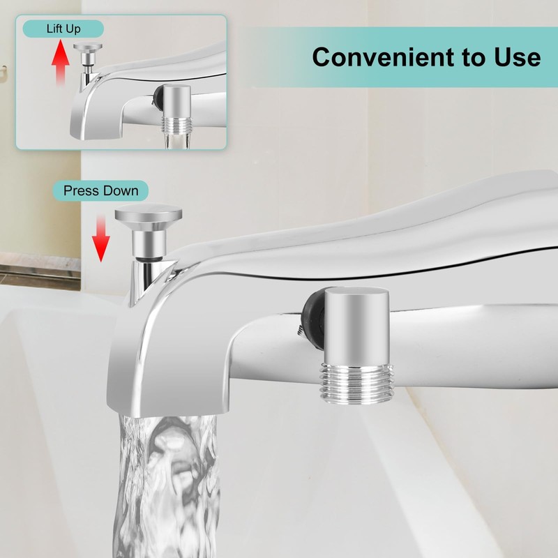 Tub Spout with Diverter, High Pressure 8 Settings Hand Held