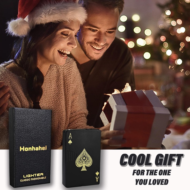 Jet Torch Lighter, Refillable Butane Playing Card Lighter, Exquisite Packaging,
