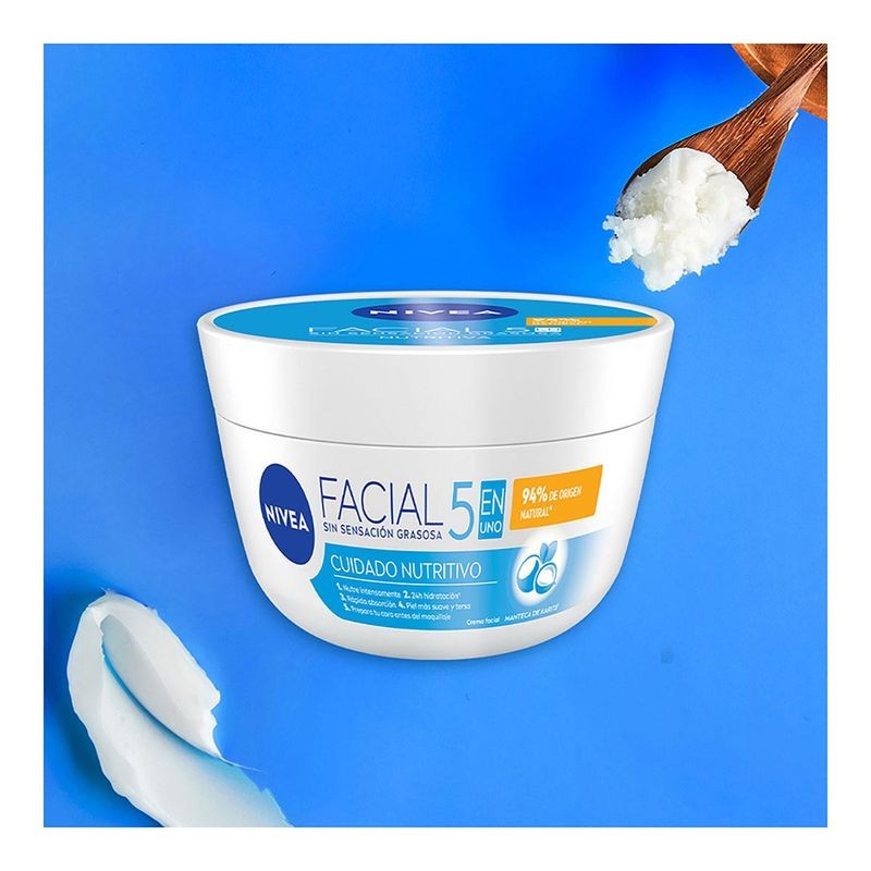Crema Facial Hidratante NIVEA 5 En 1 Cuidado Nutritivo 200ml