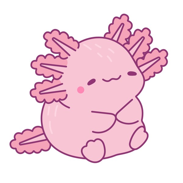 Set of 3 - Cute Pink Axolotl Cartoon Sticker Decal,