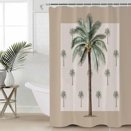 Palm Tree Shower Curtain Set with Hook 60" x 72",Tropical Summer Beach Plant Leaves Washable Cloth Polyester Fabric Shower+Curtain,Waterproof Bath Curtains for Bathroom,Showers,Bathtubs Accessories