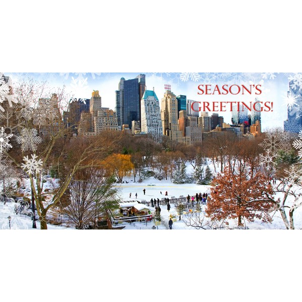 New York Holiday Money Cards Holders - Wollman Rink in Central Park Set of 6 (6 Money Cards, 6 Envelopes) Christmas in NYC