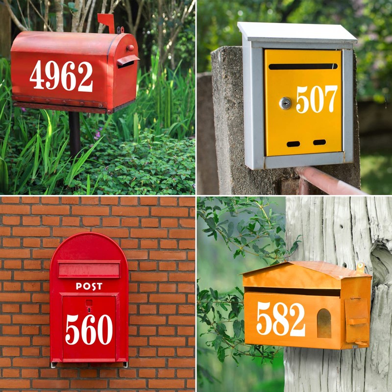 60 PCS White Mailbox Numbers, Vinyl Waterproof Stickers for Outside,