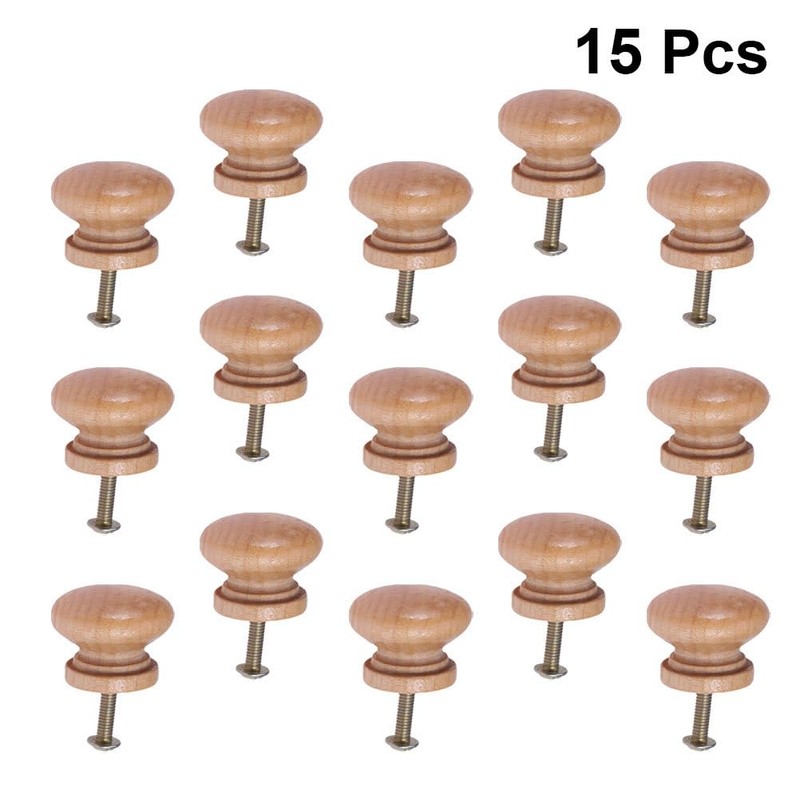Wooden Knobs Cabinet Furniture Drawer Knobs Pulls Handles with Screw