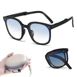FEISEDY B1098 New Folding Sunglasses, Polarized Ladies, Lightweight, Sports Sunglasses, Wellington Shape, For Driving, Travel, Fishing, Climbing, Eyewear UV400, Gradient Lens, Hard Case Included, blue