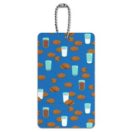 Chocolate Chip Cookies and Milk Pattern Luggage Card Suitcase Carry-On ID Tag